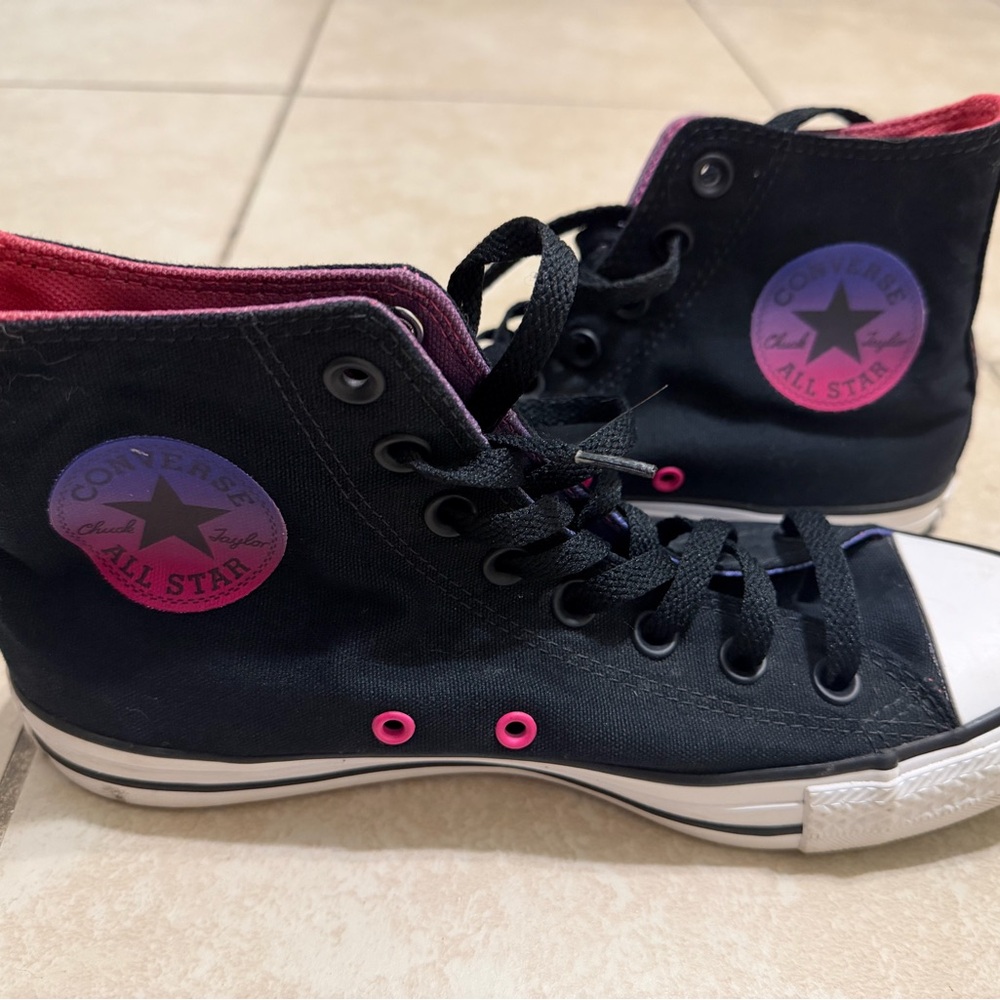 Converse Black and Purple High-Tops